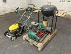 2 lawn mowers and grill 1