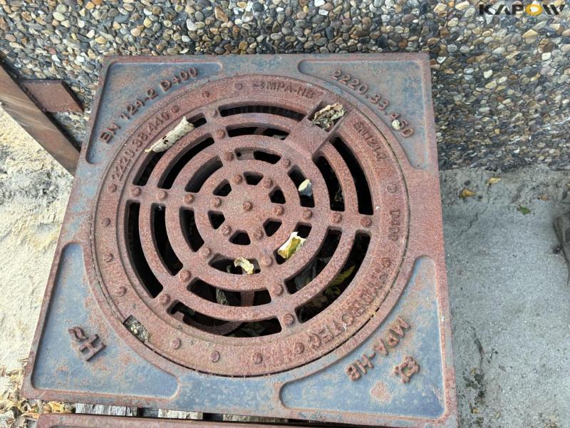 Square well frame with round drain grate 4 pcs. 5