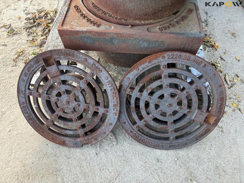 Square well frame with round drain grate 4 pcs. 7