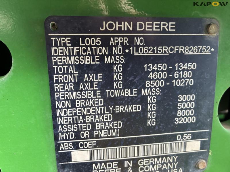 John Deere 6215R tractor 59