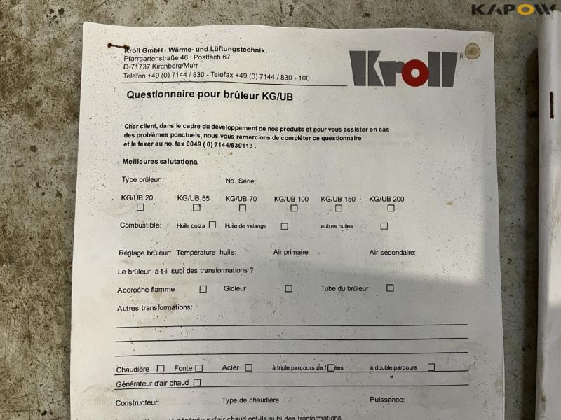 Kroll waste oil burner - new 9