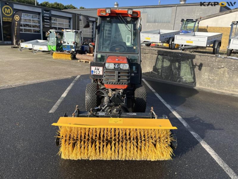 Kubota B2410 compact tractor with sweeper and salt spreader 2