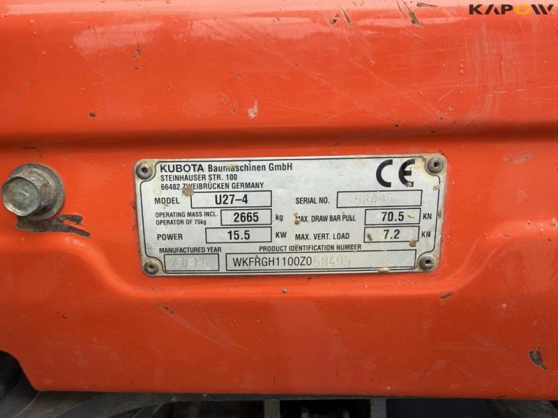 Kubota U27-4 mini excavator with grader bucket 37