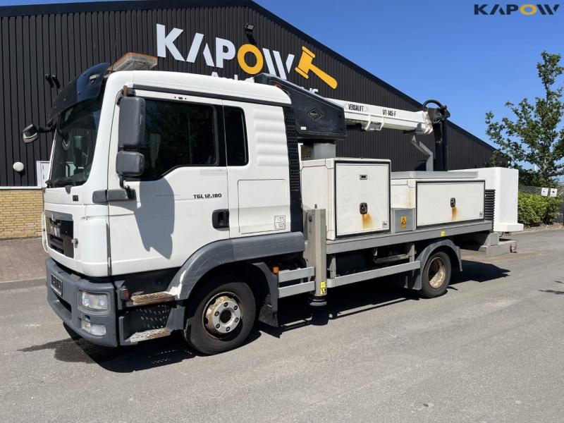 Man TGL 12,180 truck with Versalift VT-145-f lift 1