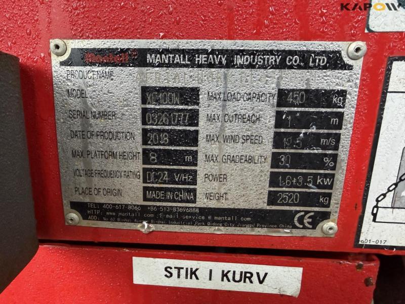 Mantall XL 100W scissor lift 20