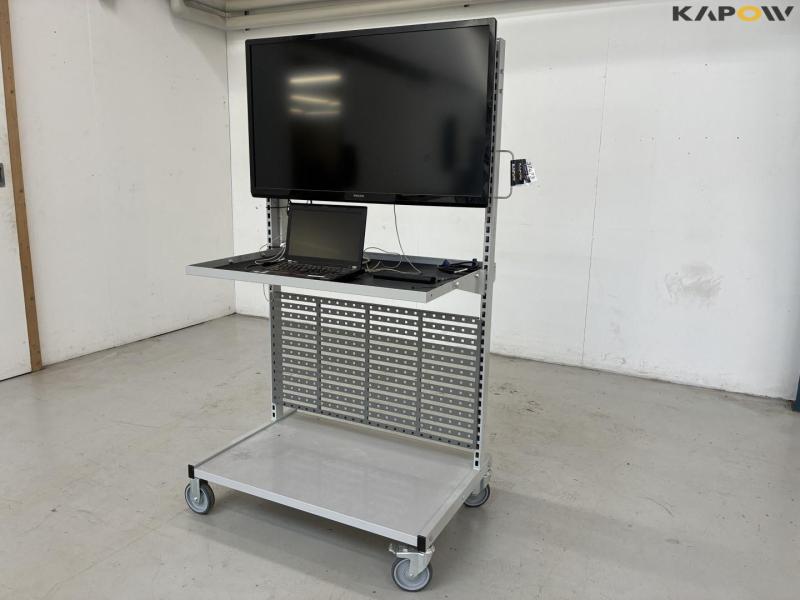 Rolling table with screen and computer for presentation 1