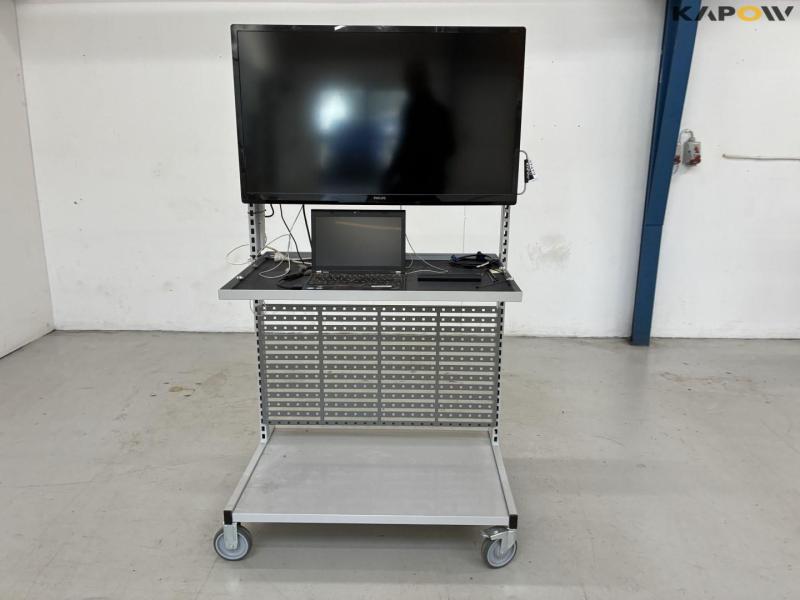 Rolling table with screen and computer for presentation 2