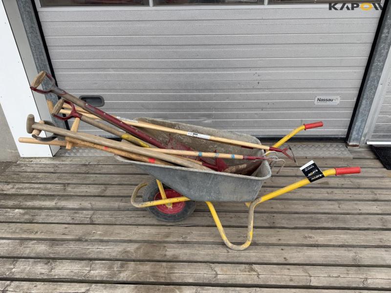 Wheelbarrow and tools 7