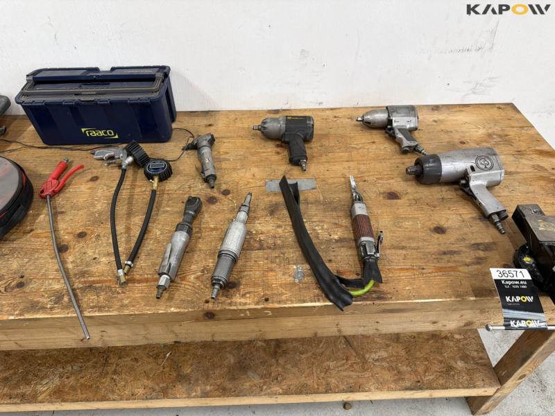 Workshop table with air tools and air hose 6