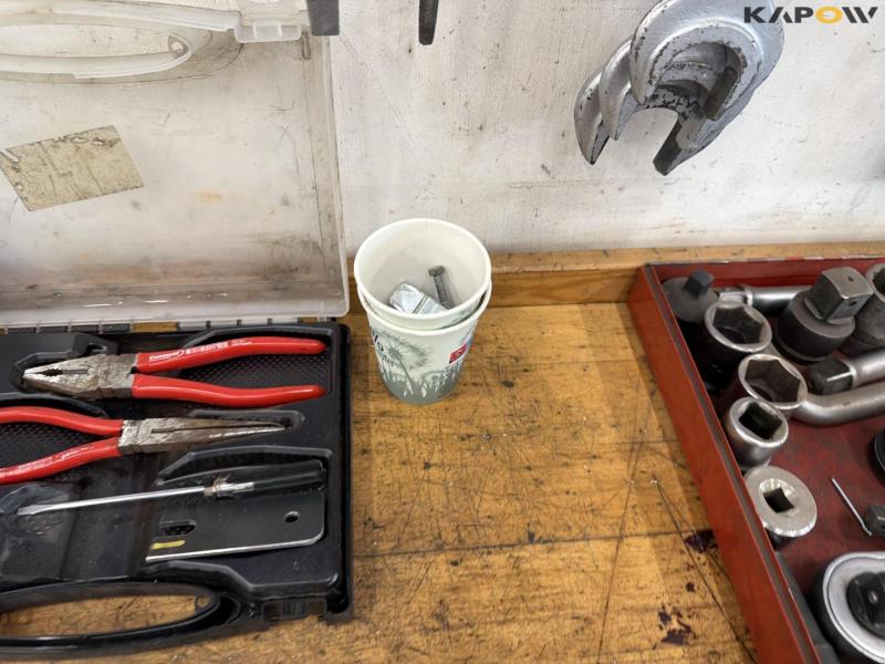 Workshop table with tools and blackboard 23