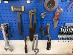 Workshop table with tools and blackboard 10