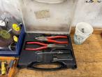 Workshop table with tools and blackboard 22