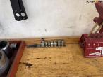 Workshop table with tools and blackboard 25