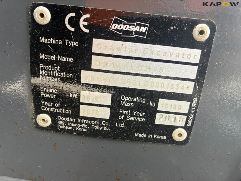 Doosan DX140LCR-5 gravemaskine 9