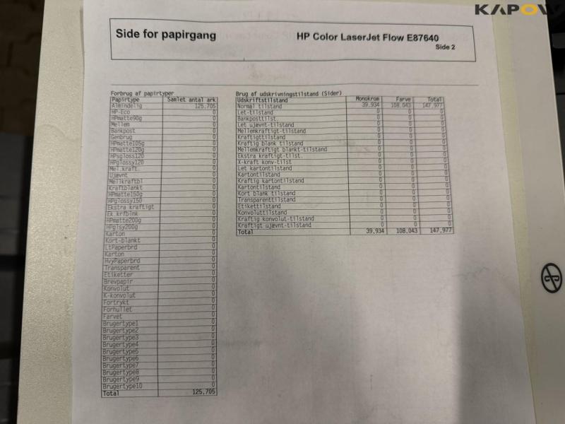 HP Color LaserJet Managed Flow MFP E87640z printer/kopimaskine 16