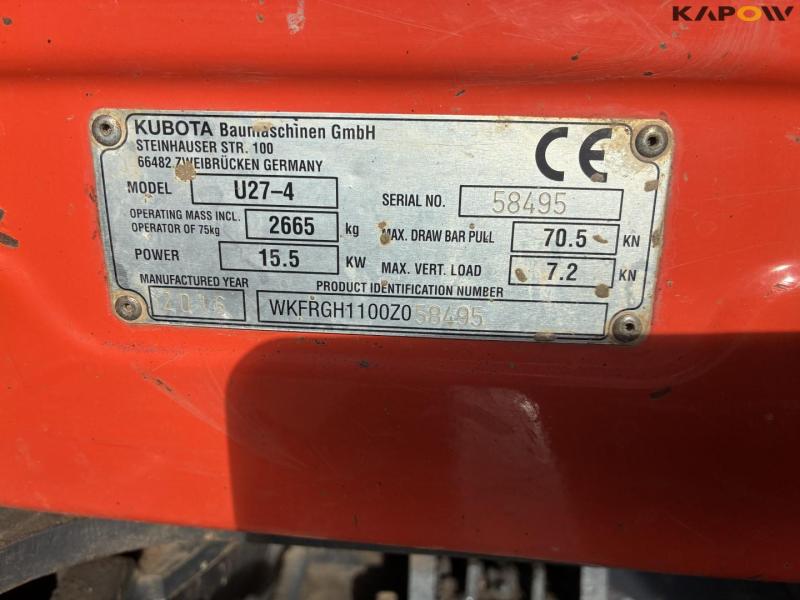 Kubota U27-4 minigravemaskine med planerskovl 9