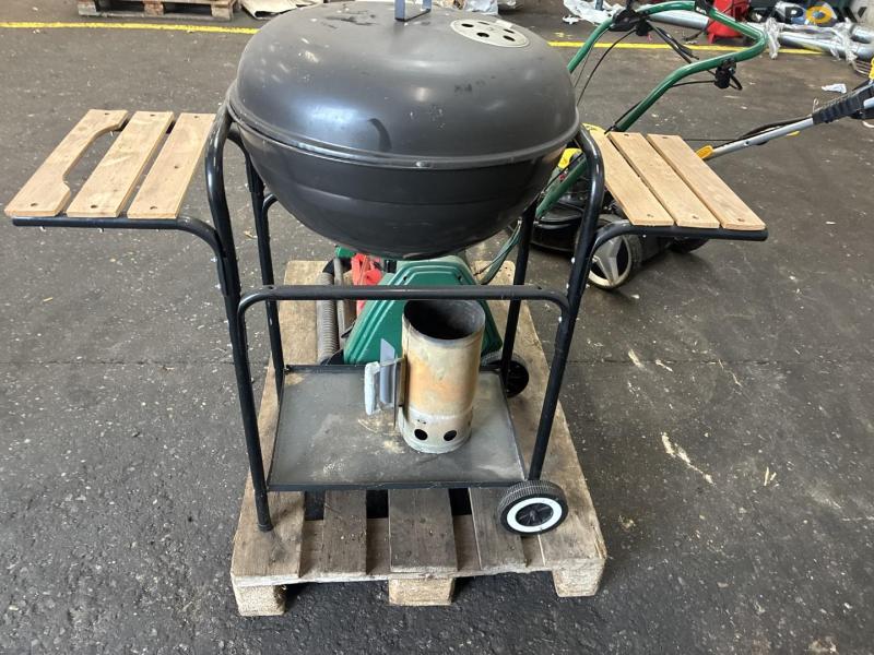 2 lawn mowers and grill 32