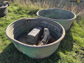 Drinking trough and garden pump