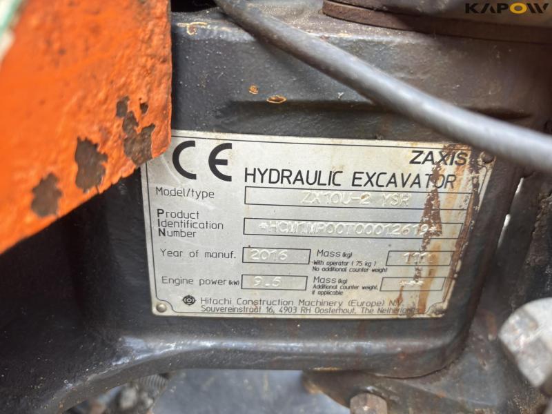 Hitachi Zaxis 10U-2 YSR mini excavator with buckets 23