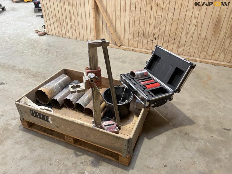 Holder for drill + various concrete core drill bits 6