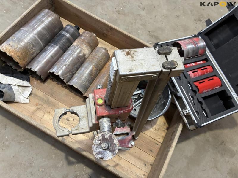 Holder for drill + various concrete core drill bits 8