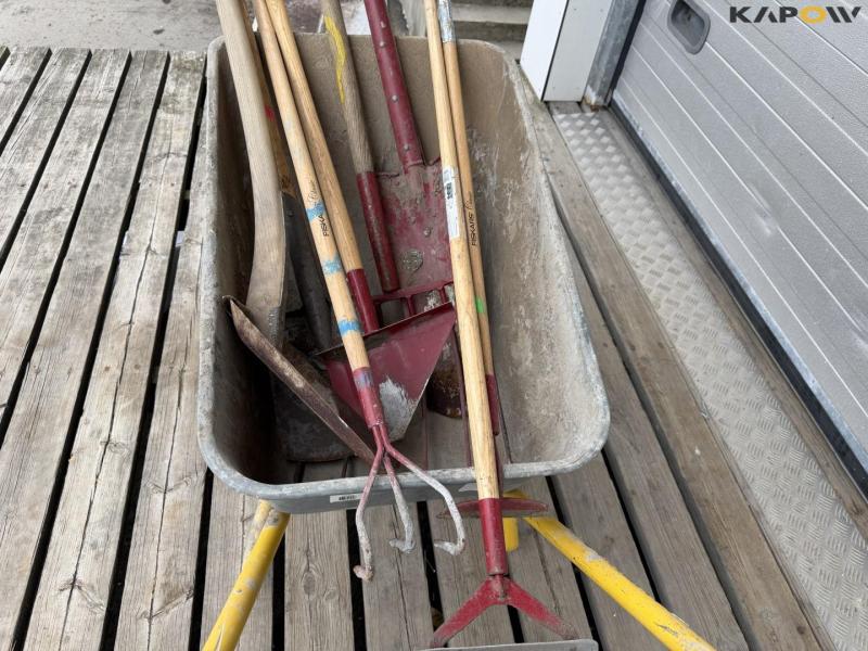 Wheelbarrow and tools 12