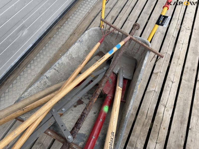 Wheelbarrow and tools 12