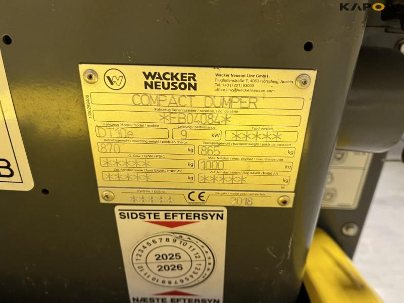 Wacker Neuson DT10E mini dumper 18