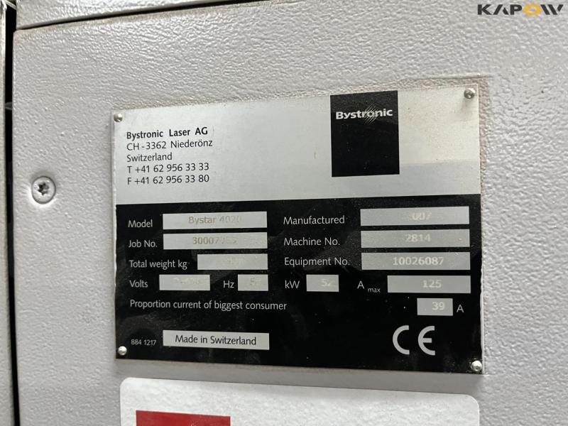 Bystronic Bystar 4020 Co2 laser cutter with changeover table 11