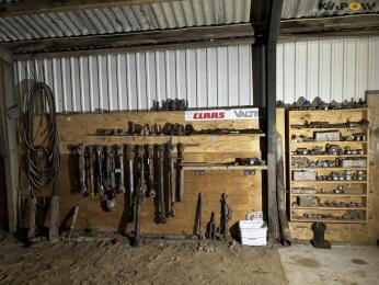 Various parts on wall