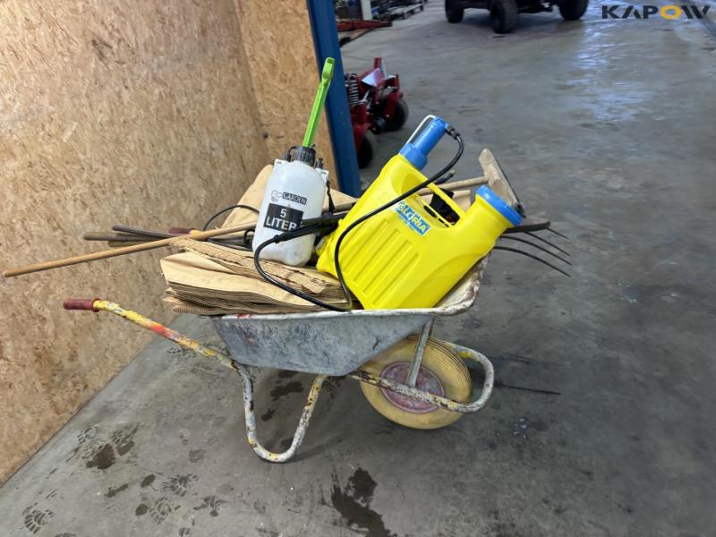 Wheelbarrow with miscellaneous items 4