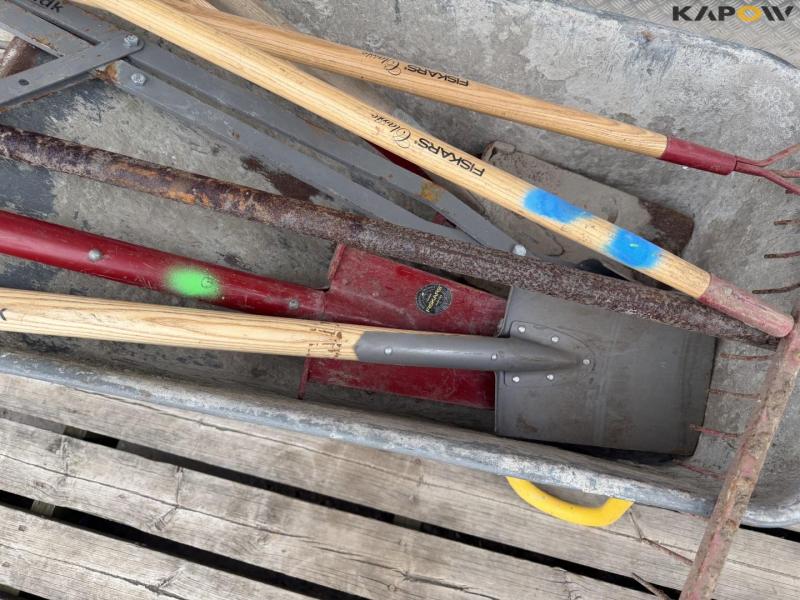 Wheelbarrow and tools 9