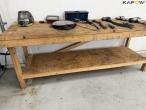 Workshop table with air tools and air hose 26