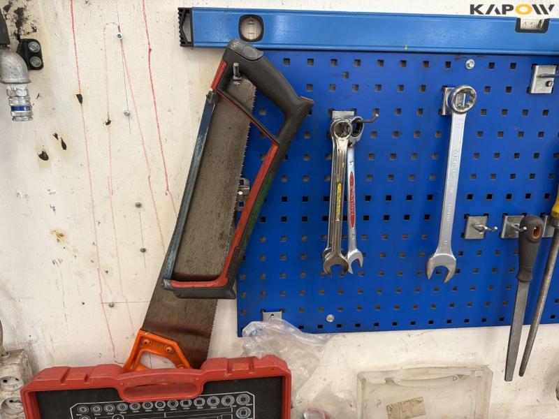 Workshop table with tools and blackboard 16
