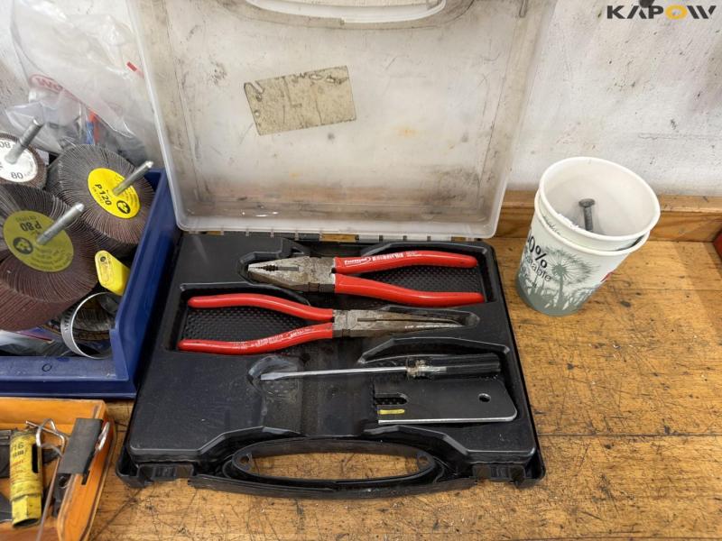 Workshop table with tools and blackboard 22