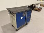 Tool table with steel plate and vice 1