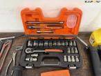 Tool table with tools + wall cable reel 7