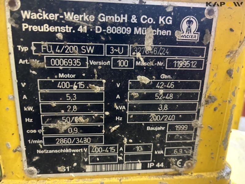 Wacker FU 4/200SW motor with 2 concrete vibrators 9